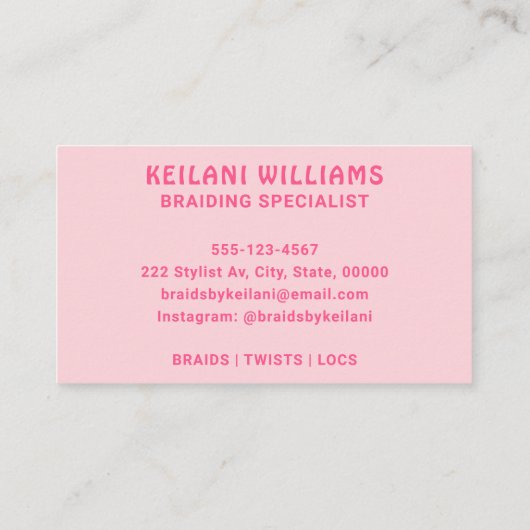 Vlechten Vlechten Braider Groovy Retro Kleurrijk Visitekaartje (Achterkant)