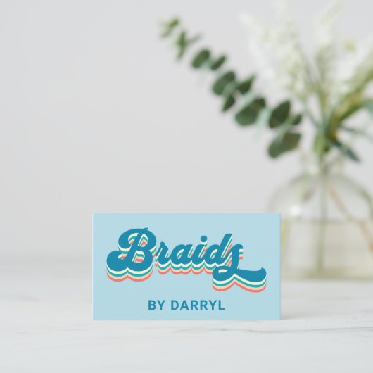 Vlechten Vlechten Vlechtvlechtmachine Groovy Retro Visitekaartje (Staand voorkant)