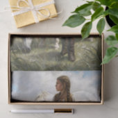 Vlechtend Meisje Met Witte Paardenwei Decoupage Tissuepapier (Geschenk)