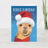 Vleece Navidad Cute Alpaca in Kerstmis in Santa Ha Feestdagen Kaart (Voorkant)