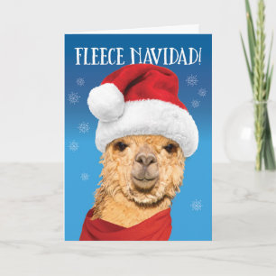 Vleece Navidad Cute Alpaca in Kerstmis in Santa Ha Feestdagen Kaart