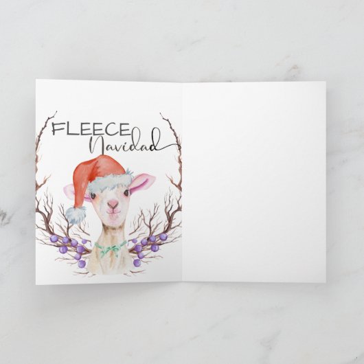 Vleece Navidad Cute Lamb Kerstmis Kaart (Binnen)