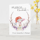Vleece Navidad Cute Lamb Kerstmis Kaart (Gele Bloem)