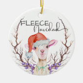 Vleece Navidad Cute Lamb Kerstmis Keramisch Ornament (Voorkant)