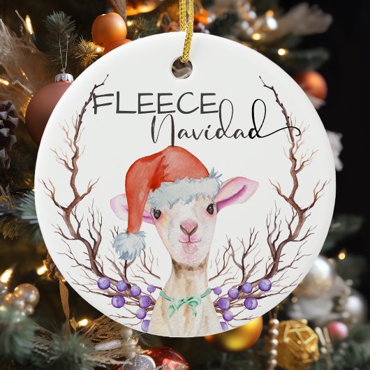 Vleece Navidad Cute Lamb Kerstmis Keramisch Ornament