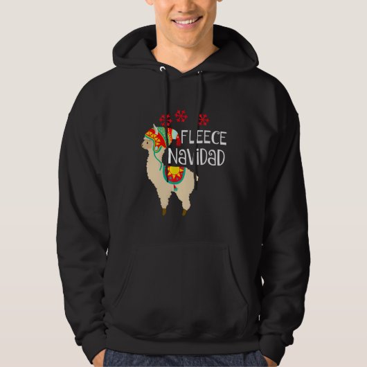 Vleece Navidad Cute Llama Kerstmis Hoodie (Voorkant)