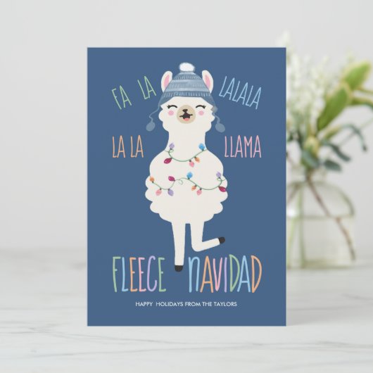 Vleece Navidad Fa La Llama Funny Kerstmis Feestdagenkaart (Staand voorkant)