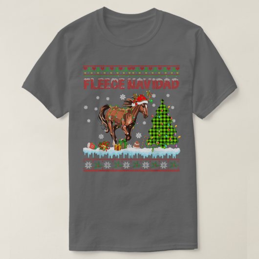 Vleece Navidad Kerstlicht Sweater Santa Rein T-shirt (Design voorkant)