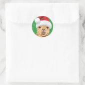 Vleece Navidad Kerstmis Llama met Santa Hat Ronde Sticker (Tas)