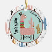 Vleece Navidad Llama Kerstmis Keramisch Ornament (Voorkant)
