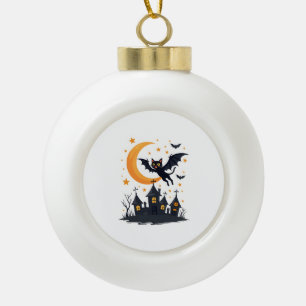 Vleegpatrouille van Vleermuis-Kat Keramische Bal Ornament
