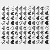 Vleekbank - Zwart en wit hart Fleece Deken (Voorkant (Horizontaal))