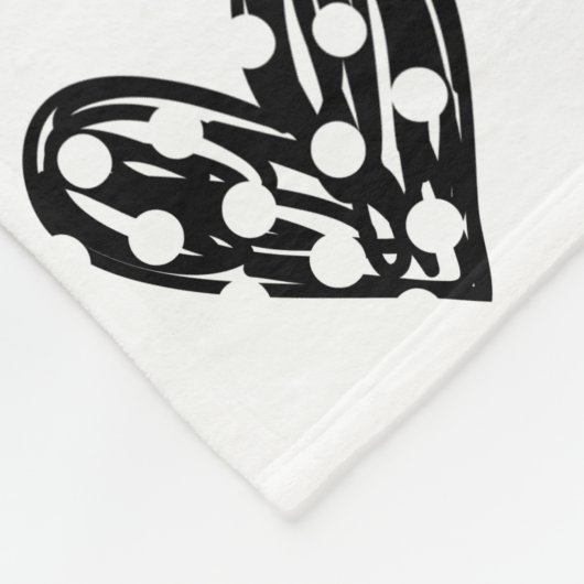 Vleekbank - Zwart en wit hart Fleece Deken (Hoek)