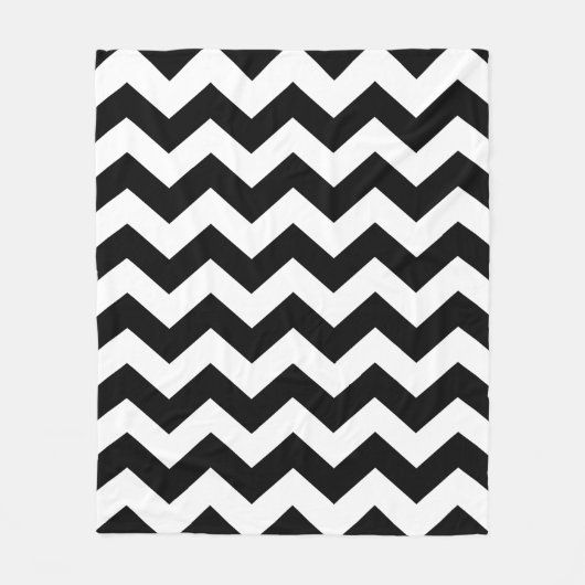 Vleekbank - Zwarte en witte zigzag Fleece Deken (Voorkant)