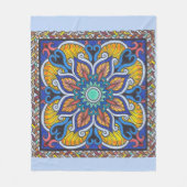 Vleekdeken met blauwe "Nederlandse tegel" mandala Fleece Deken (Voorkant)