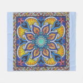 Vleekdeken met blauwe "Nederlandse tegel" mandala Fleece Deken (Voorkant (Horizontaal))