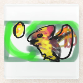 Vleerhond kunst glazen onderzetter