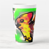 Vleerhond kunst latte mok (Voorkant)