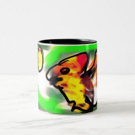 Vleerhond kunst tweekleurige koffiemok