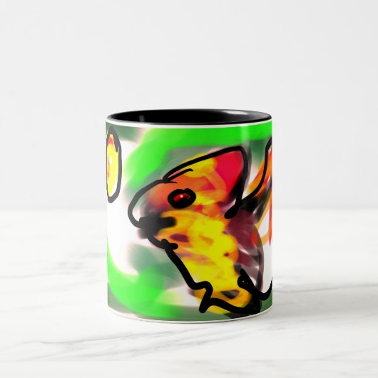 Vleerhond kunst tweekleurige koffiemok (Center)