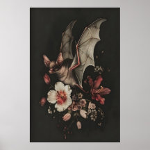 Vleermuis Bloemige Muur Kunst Printbare Donkere Go