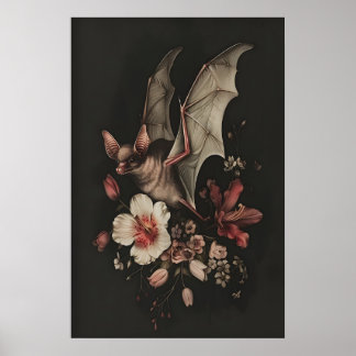Vleermuis Bloemrijke Muurkunst Afdrukbaar Donker G Poster
