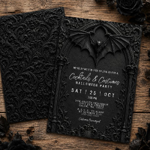 Vleermuis cocktails en kostuums Zwarte Halloween-f Kaart