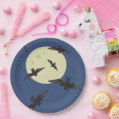 Vleermuis die op de maan vliegt papieren bordje (Feest)