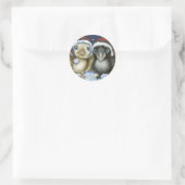 Vleermuis en raaf ronde sticker (Tas)