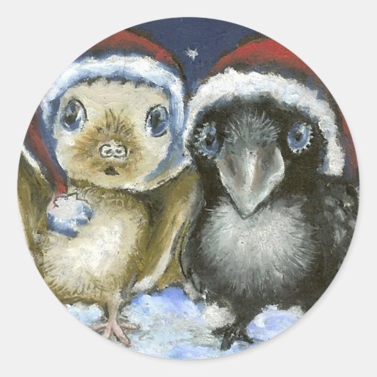 Vleermuis en raaf ronde sticker (Voorkant)