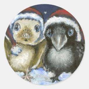 Vleermuis en raaf ronde sticker