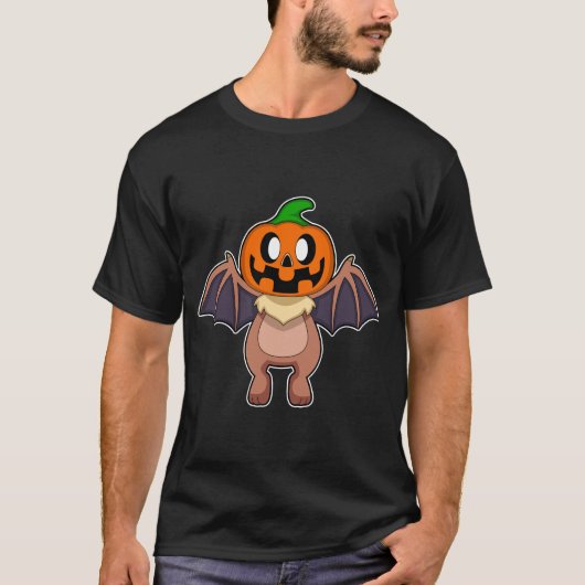 Vleermuis Halloween Pompoen T-shirt (Voorkant)