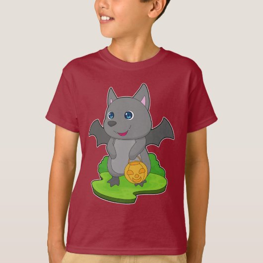Vleermuis Halloween Pompoen T-shirt (Voorkant)