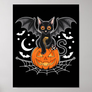 Vleermuis Halloween _ Zwarte Kat Vleermuis Vleugel Poster