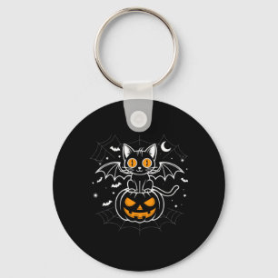 Vleermuis Halloween _ Zwarte Kat Vleermuis Vleugel Sleutelhanger