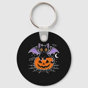 Vleermuis Halloween _ Zwarte Kat Vleermuis Vleugel Sleutelhanger