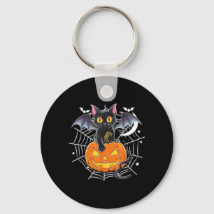 Vleermuis Halloween _ Zwarte Kat Vleermuis Vleugel Sleutelhanger