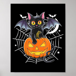Vleermuis Halloween _ Zwarte Kat Vleermuisvleugels Poster