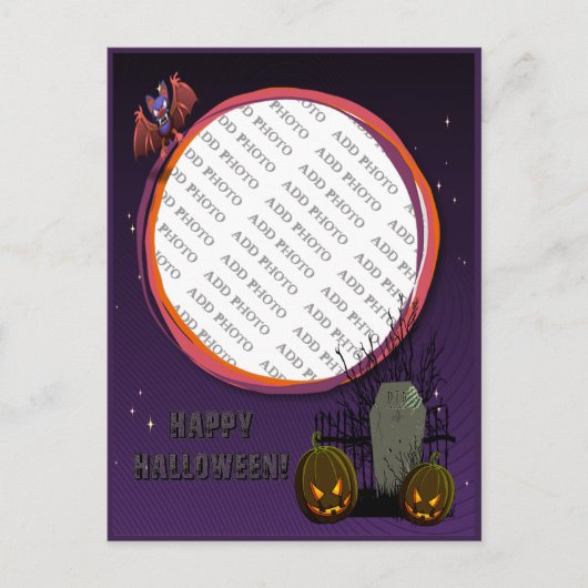 Vleermuis, Jack o' Lanterns, Grafsteen, Foto Frame Briefkaart (Voorkant)