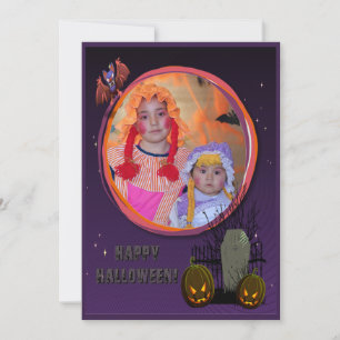 Vleermuis, Jack o' Lanterns, Grafsteen, Foto Frame Kaart