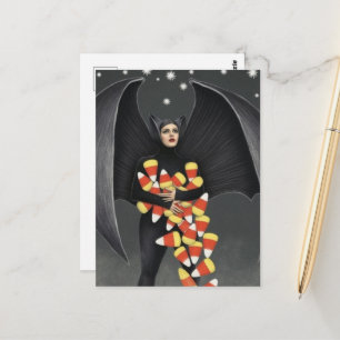 Vleermuis Met Halloween Snoepgoed Briefkaart