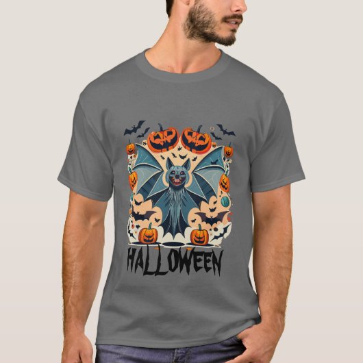 Vleermuis met open vleugels grappige halloween t-shirt (Voorkant)