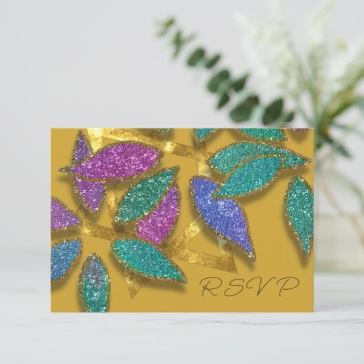 Vleermuis Mitzvah Blauw Paarse Groene Glittery Pet Kaart (Staand voorkant)