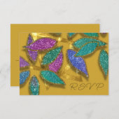 Vleermuis Mitzvah Blauw Paarse Groene Glittery Pet Kaart (Voorkant / Achterkant)