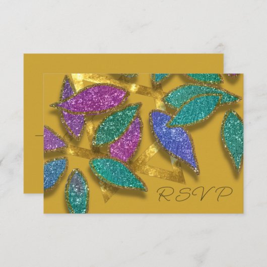 Vleermuis Mitzvah Blauw Paarse Groene Glittery Pet Kaart (Voorkant / Achterkant)