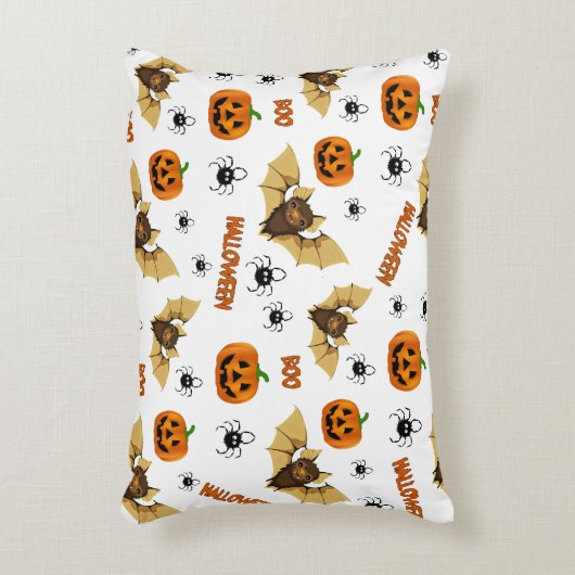 Vleermuis-, pompoen- en spinpatroon accent kussen (Voorkant(Verticaal))