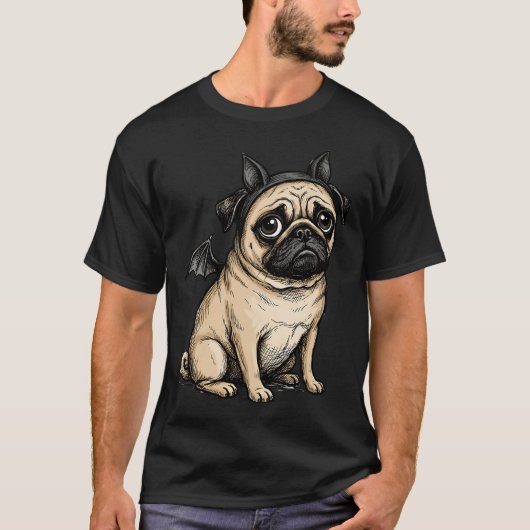 Vleermuis Pug T-shirt (Voorkant)