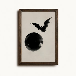 Vleermuis Silhouet Maan Halloween Muurposter Poster