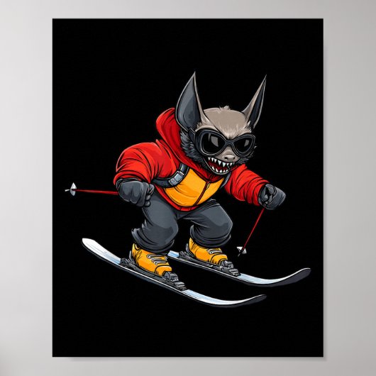 Vleermuis Skier  Poster (Voorkant)