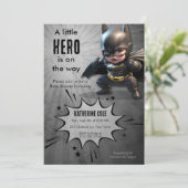 Vleermuis Superheld Baby Shower Uitnodiging (Staand voorkant)